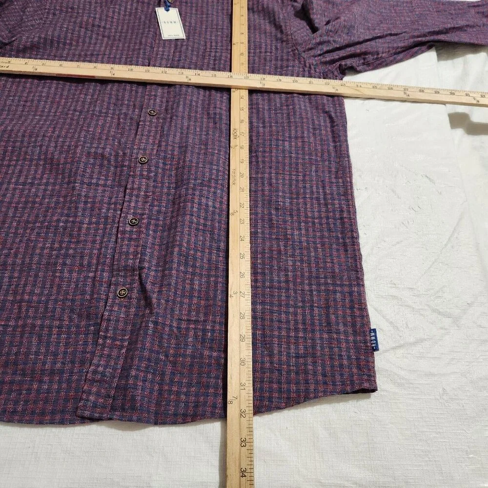 Rowm Mens Long Sleeve Button-Down Shirt Red/Blue Checkered size LT - Picture 2 of 11